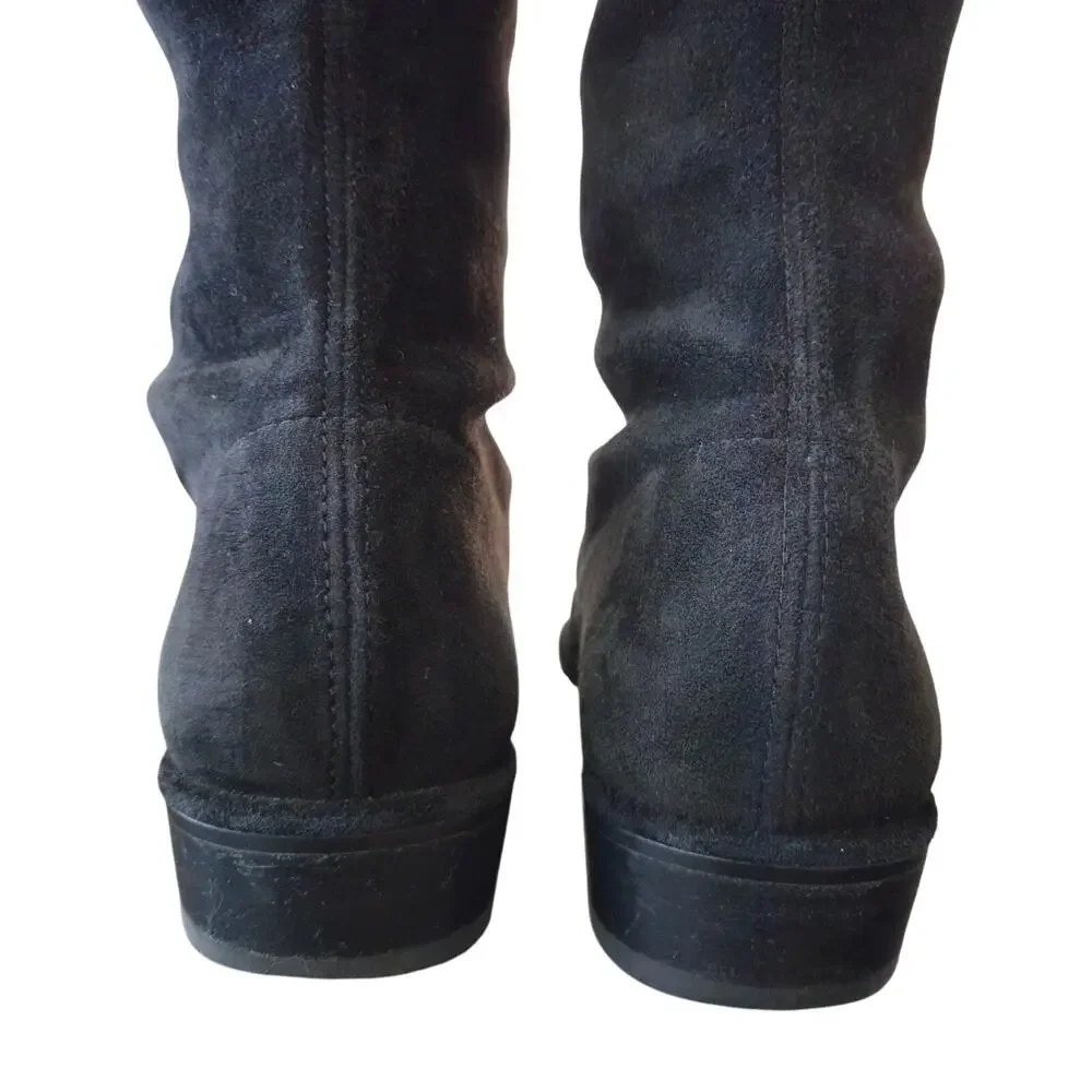 Stuart Weitzman Lowland Black Suede Over The Knee Boots Size 7M Chic Elegant